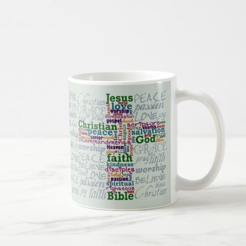 Christian Religious Word Art Cross Coffee Mug