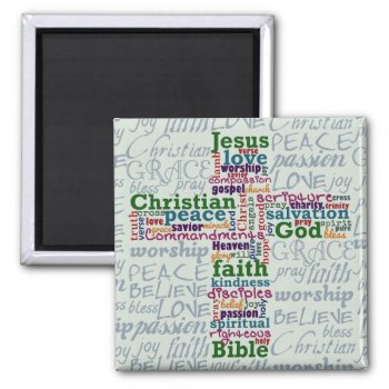 Christian Religious Word Art Cross Magnet by LaborAndLeisure at Zazzle