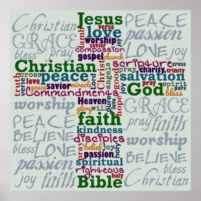 Christian Religious Word Art Cross Poster | Zazzle