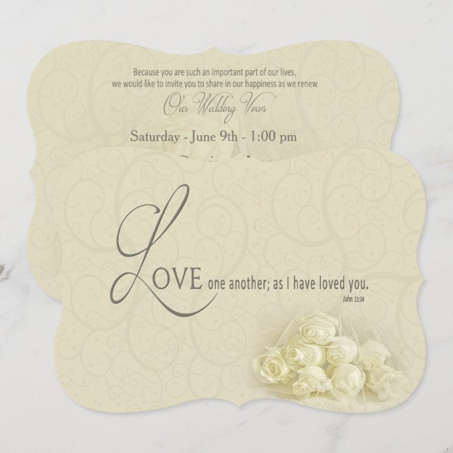 Christian Renewing Wedding Vows Invitation -Roses (Front/Back)