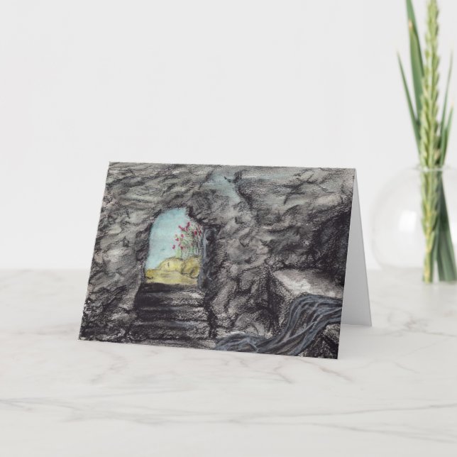 Christian Resurrection Empty Tomb Art Sympathy Card (Front)