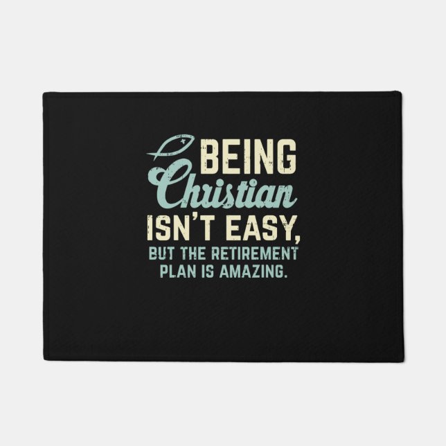 Christian Retirement Plan God Jesus Faith Religiou Doormat (Front)