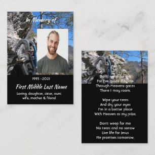 Christian Rock Climbing Memorial Keepsake Business Card