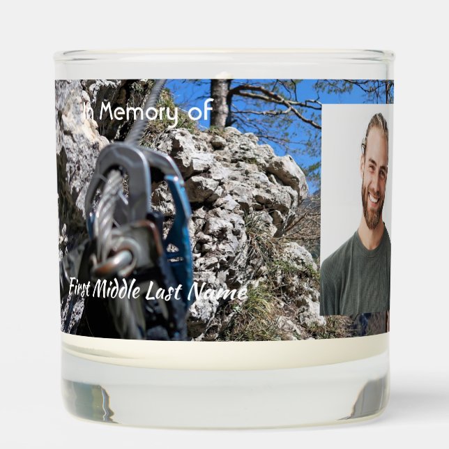 Christian Rock Climbing  Memorial Keepsake  Scented Candle (Front)