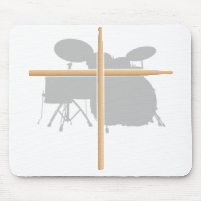 Christian Rock Drummer Drum Stick Cross Mousepad