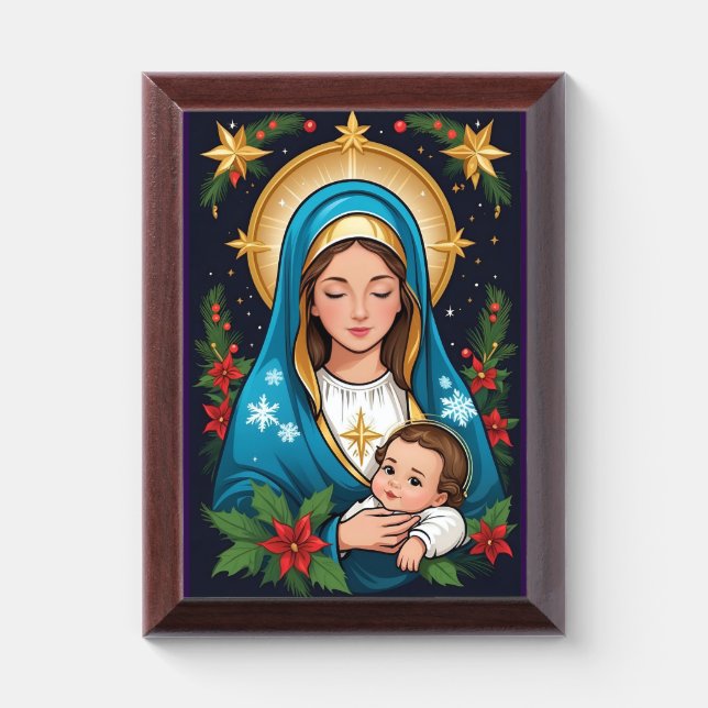 Christian Roman Catholic Virgin Mary Christmas  Award Plaque (Vertical)