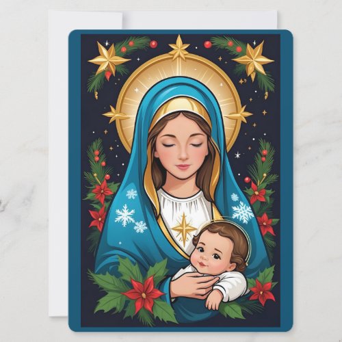Christian Roman Catholic Virgin Mary Christmas Holiday Card