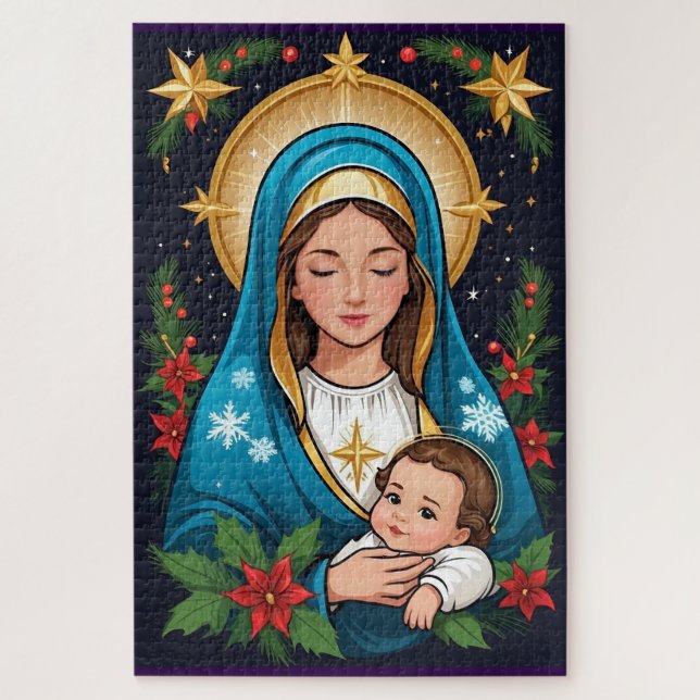 Christian Roman Catholic Virgin Mary Christmas Jigsaw Puzzle (Vertical)
