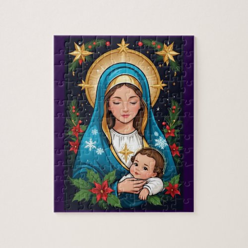 Christian Roman Catholic Virgin Mary Christmas Jigsaw Puzzle