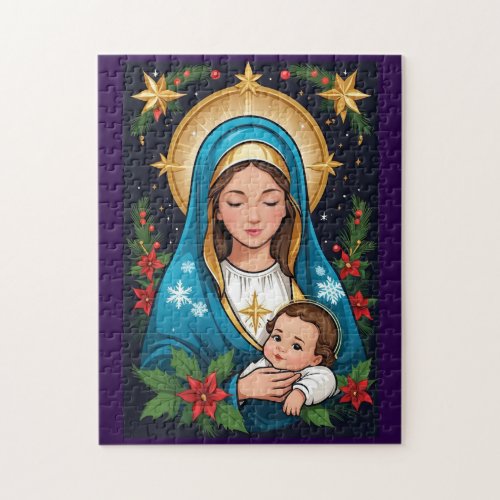 Christian Roman Catholic Virgin Mary Christmas Jigsaw Puzzle
