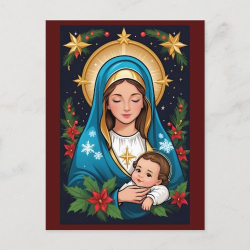 Christian Roman Catholic Virgin Mary Christmas Postcard