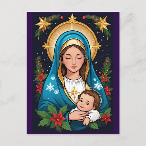 Christian Roman Catholic Virgin Mary Christmas Postcard