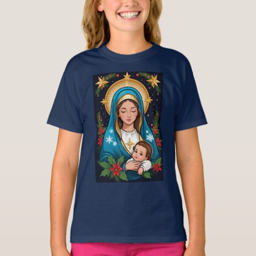 Christian Roman Catholic Virgin Mary Christmas T_Shirt
