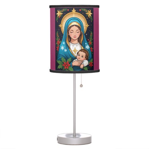 Christian Roman Catholic Virgin Mary Christmas Table Lamp