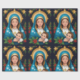 Christian Roman Catholic Virgin Mary Christmas Wrapping Paper