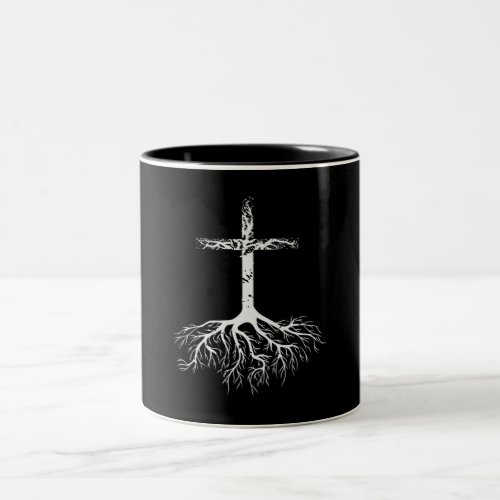 Christian Root your Faith in Jesus Christ Root Tre Two_Tone Coffee Mug