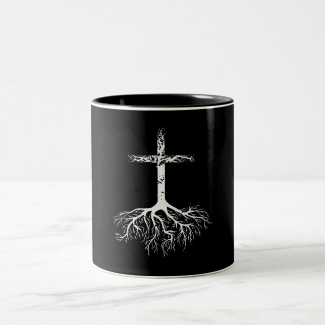 Christian Root your Faith in Jesus Christ Root Tre Two-Tone Coffee Mug (Center)