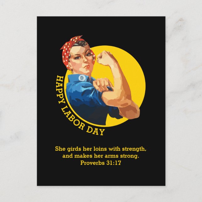 Christian ROSIE RIVETER Labor Day Postcard (Front)
