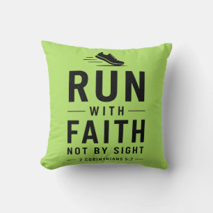 Christian Runner Bible Verse Faith Running Motivat Throw Pillow