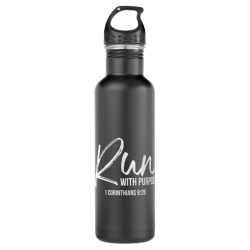 Christian Runner Gift Running Gear Run With Purpos Stainless Steel Water Bottle