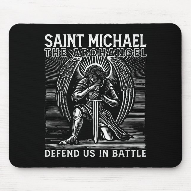 Christian Saint Michael Catholic Saint Defend Us I Mouse Pad (Front)