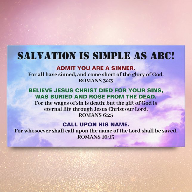 Christian Salvation ABC Romans Road Bible KJV Business Card (Creator Uploaded)