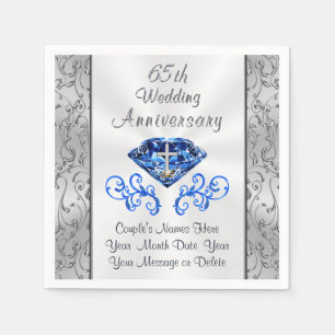 Christian Sapphire Custom 65th Wedding Anniversary Napkins