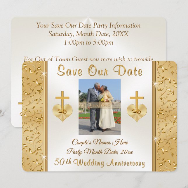 CHRISTIAN SAVE the DATE 50th Wedding Anniversary Invitation (Front/Back)