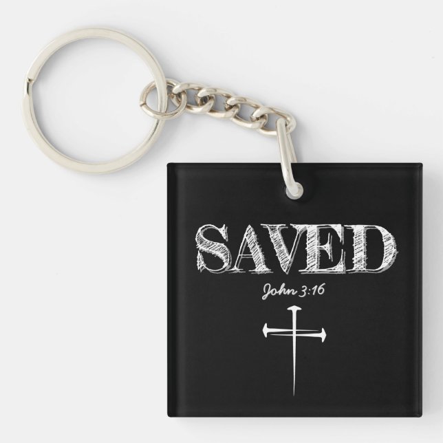 Christian SAVED with 3 Nail Cross Keychain (Front)
