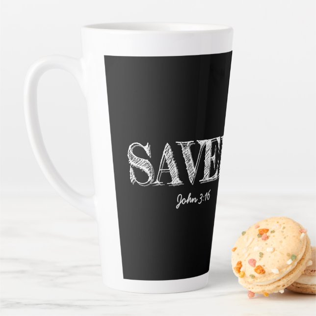 Christian SAVED with 3 Nail Cross Latte Mug (In Situ)