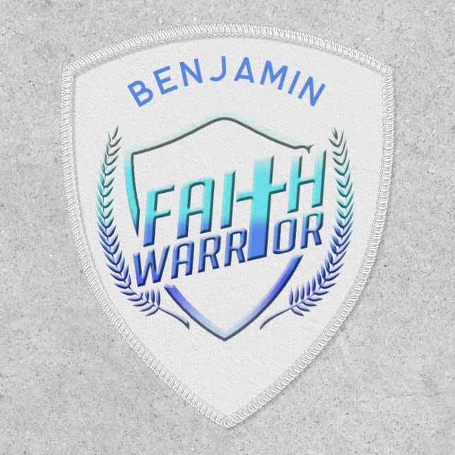 Christian Saying Faith Warrior Blue Purple Ombre Patch (Front)