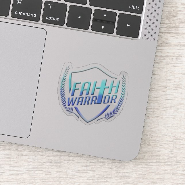 Christian Saying Faith Warrior Blue Purple Ombre Sticker (Detail)