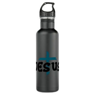 Christian sayings Jesus cross chest 1 Stainless Steel Water Bottle