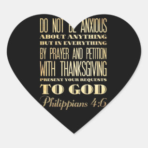 Christian Scriptural Bible - Philippians 4:6 Heart Sticker