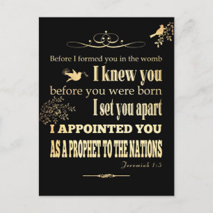 Christian Scriptural Bible Verse - Jeremiah 1:5 Postcard