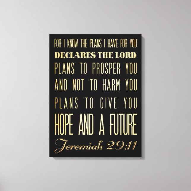 Christian Scriptural Bible Verse - Jeremiah 29:11 Canvas Print (Front)