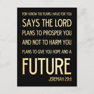 Christian Scriptural Bible Verse - Jeremiah 29:11 Postcard