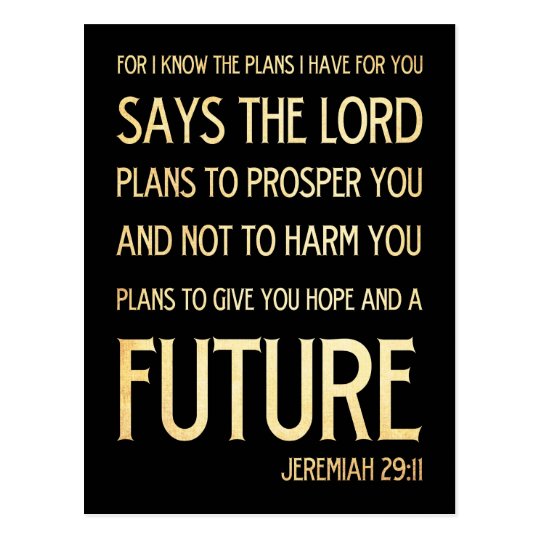 Christian Scriptural Bible Verse - Jeremiah 29:11 Postcard | Zazzle.com