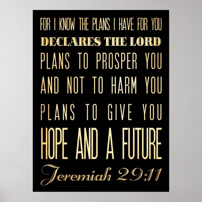 Christian Scriptural Bible Verse - Jeremiah 29:11 Poster (Front)