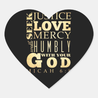 Christian Scriptural Bible Verse - Micah 6:8 Heart Sticker