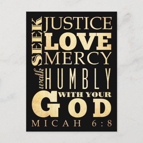 Christian Scriptural Bible Verse _ Micah 68 Postcard