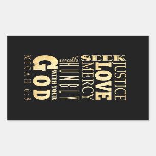 Christian Scriptural Bible Verse - Micah 6:8 Rectangular Sticker