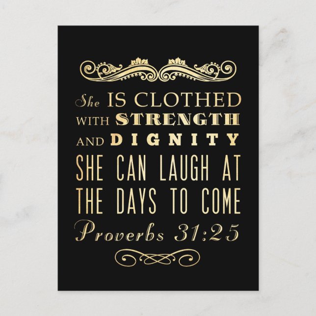 Christian Scriptural Bible Verse - Proverbs 31:25 Postcard (Front)