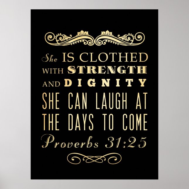 Christian Scriptural Bible Verse - Proverbs 31:25 Poster (Front)