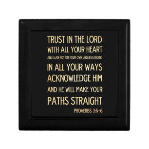 Christian Scriptural Bible Verse - Proverbs 3:5-6 Jewelry Box