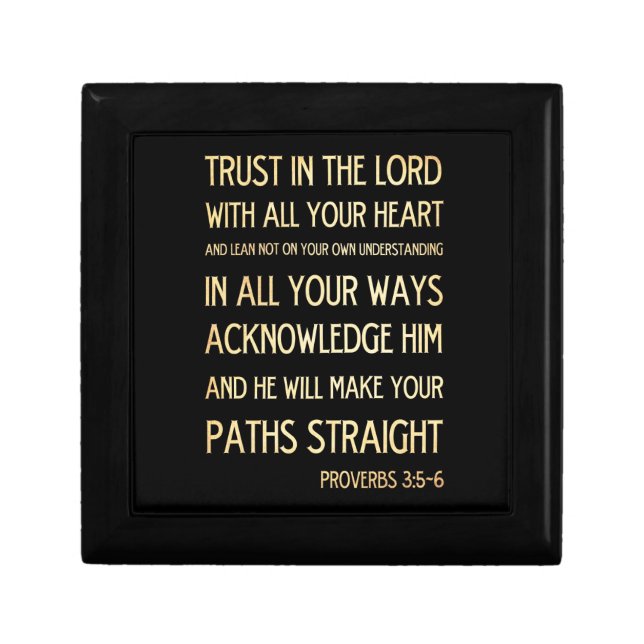 Christian Scriptural Bible Verse - Proverbs 3:5-6 Jewelry Box (Front)