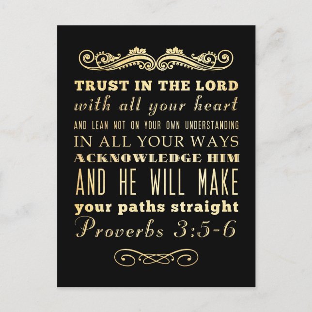 Christian Scriptural Bible Verse - Proverbs 3:5-6 Postcard (Front)