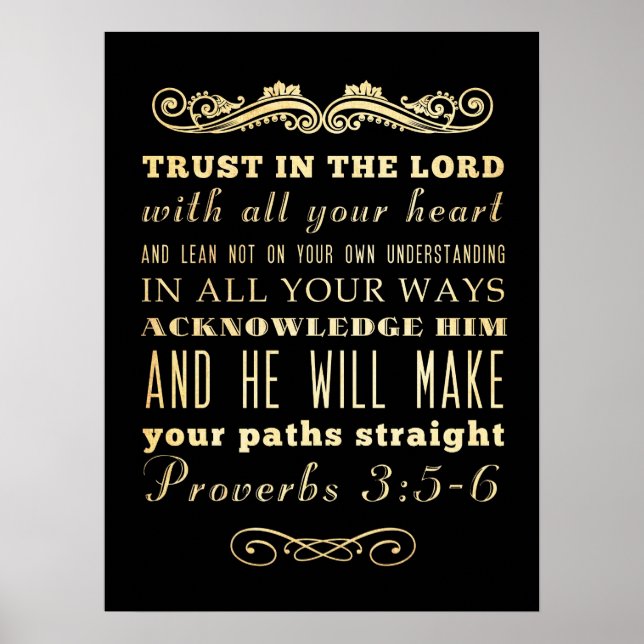 Christian Scriptural Bible Verse - Proverbs 3:5-6 Poster (Front)
