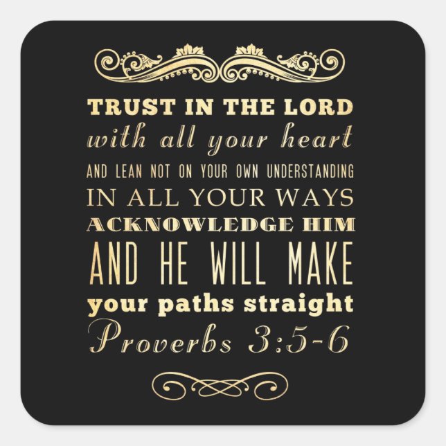 Christian Scriptural Bible Verse - Proverbs 3:5-6 Square Sticker (Front)