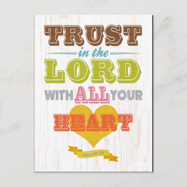 Christian Scriptural Bible Verse - Proverbs 3:5 Postcard (Front)